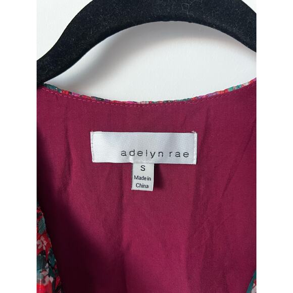 Adelyn Rae CARLEIGH FLORAL CHIFFON LONG SLEEVE WRAP DRESS IN MAGENTA BLOOM S - Picture 3 of 9